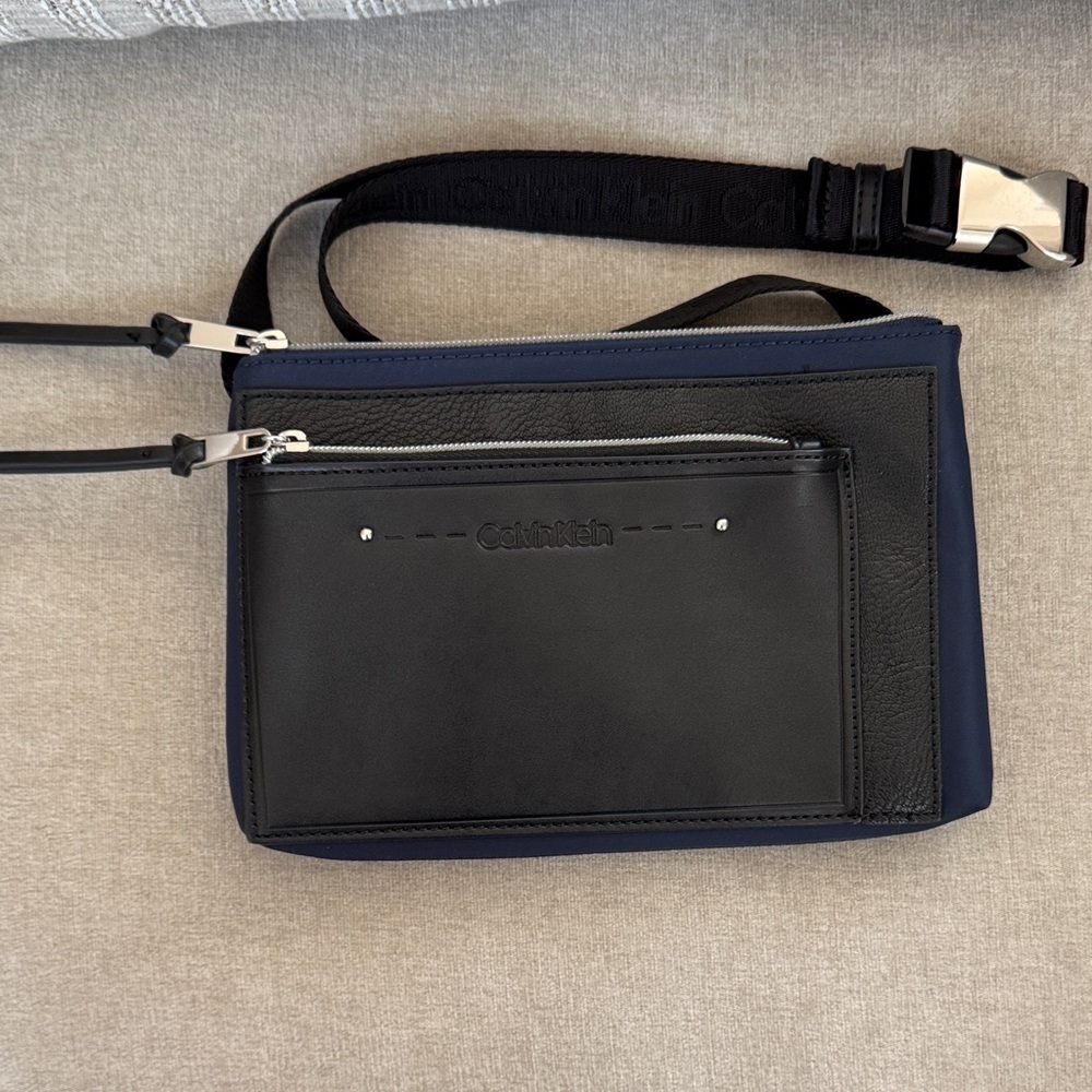 Calvin Klein Black & Navy Unisex Belt Bag with Front Zip Pocket